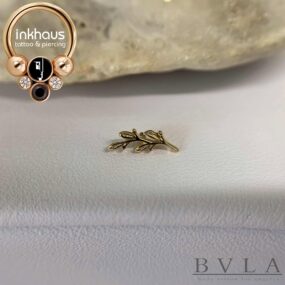 BVLA 14 Karat Yellow Gold Tiny Amity Olive Branch (left curve).