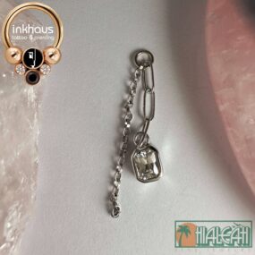 Hialeah Fine Jewellery 14 Karat White Gold 'Marie Me' Charm w/ White CZ.