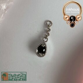 Hialeah Fine Jewellery 14 Karat White Gold 'No Name' Charm w/ genuine Black Onyx.