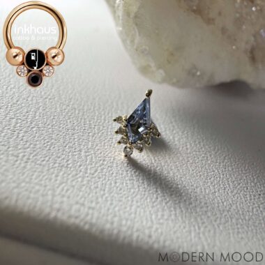 Modern Mood 14 Karat Yellow Gold Tiny Kite w/ Genuine Sapphire and White Diamonds.