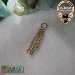 Hialeah Fine Jewellery 14 Karat Yellow Gold Triple Rolo Chain Charm.