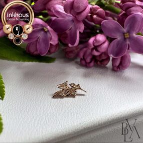 BVLA 14 Karat Rose Gold Gethsemane Olive Branch w/ White CZs (left curve).