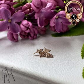 BVLA 14 Karat Rose Gold Gethsemane Olive Branch w/ White CZs (right curve).