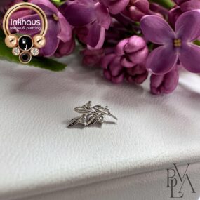 BVLA 14 Karat White Gold Gethsemane Olive Branch w/ White CZs (right curve).