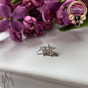 BVLA 14 Karat White Gold Gethsemane Olive Branch w/ White CZs (right curve).