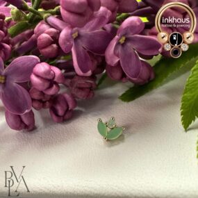 BVLA 14 Karat Yellow Gold Bloom w/ Genuine Chrysoprase and White Opal AAA.