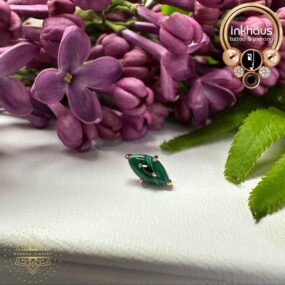 Buddha 14 Karat Yellow Gold Malachite and Black CZ Marquis. LIMITED EDITION.