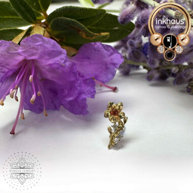 Buddha 14 Karat Yellow Gold Flower. LIMITED EDITION.