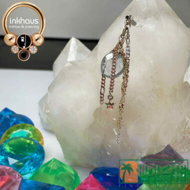 Hialeah Fine Jewellery 14 Karat Mixed Gold Junk Charm w/ Rose Cut Blue Sapphire.
