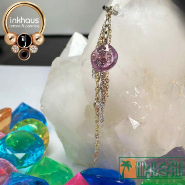Hialeah Fine Jewellery 14 Karat Mixed Gold Junk Charm w/ Rose Cut Pink Sapphire & White Diamond..