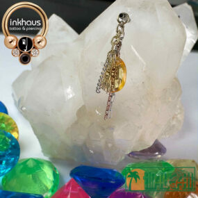 Hialeah Fine Jewellery 14 Karat Mixed Gold Junk Charm w/ Rose Cut Yellow Sapphire.