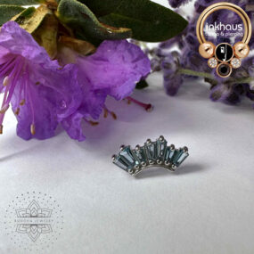 Buddha 14 Karat White Gold Enlighten Baguette Cluster w/ Blue Topaz Ombre.