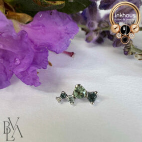 BVLA 14 Karat White Gold Ripple w/ London Blue Topaz, Mint Beryl, Swiss Blue Topaz. Aquamarine and White Diamond.