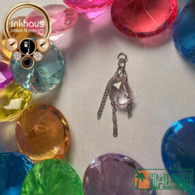 Hialeah Fine Jewellery 14 Karat White Gold Rose Cut Light Pink Sapphire Charm.