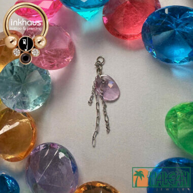 Hialeah Fine Jewellery 14 Karat White Gold Rose Cut Purple Sapphire Charm.