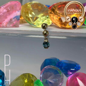 Pupil Hall 14 Karat Yellow Gold 'Mega Two Faced' w/ Genuine London Blue Topaz.