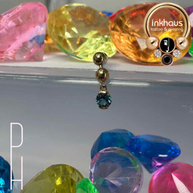 Pupil Hall 14 Karat Yellow Gold 'Mega Two Faced' w/ Genuine London Blue Topaz.