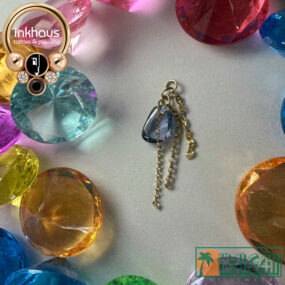 Hialeah Fine Jewellery 14 Karat Yellow Gold Junk Rose Cut Blue Sapphire Charm.