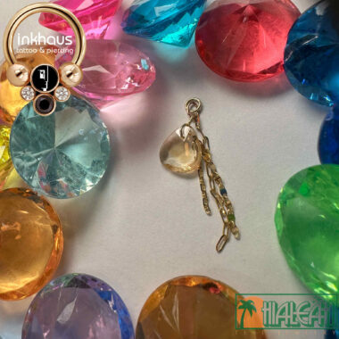 Hialeah Fine Jewellery 14 Karat Yellow Gold Rose Cut Light Yellow Sapphire Charm.
