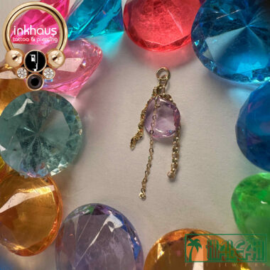 Hialeah Fine Jewellery 14 Karat Yellow Gold Rose Cut Purple Sapphire Charm.