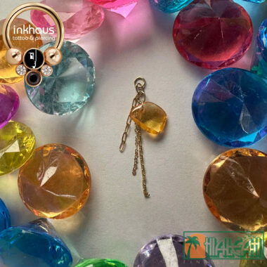 Hialeah Fine Jewellery 14 Karat Yellow Gold Rose Cut Yellow Sapphire Charm.
