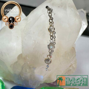 Hialeah Fine Jewellery Tri Tone Gold Labradorite Love Charm w/ Labradorite.