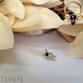 Tawapa 14 Karat Yellow Gold 'Glamour' w/ Genuine Blue Sapphire.