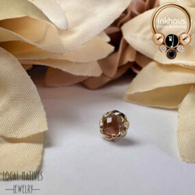 Local Natives 14 Karat Yellow Gold Large Basket w/ Genuine Oregon Sunstone Rose Cut.