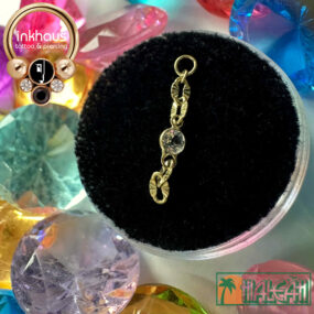 Hialeah Fine Jewellery 14 Karat Yellow Gold Starburst Us Charm w/ White Topaz.