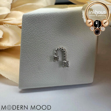 Modern Mood 14 Karat White Gold Wabi Sabi w/ White CZs.