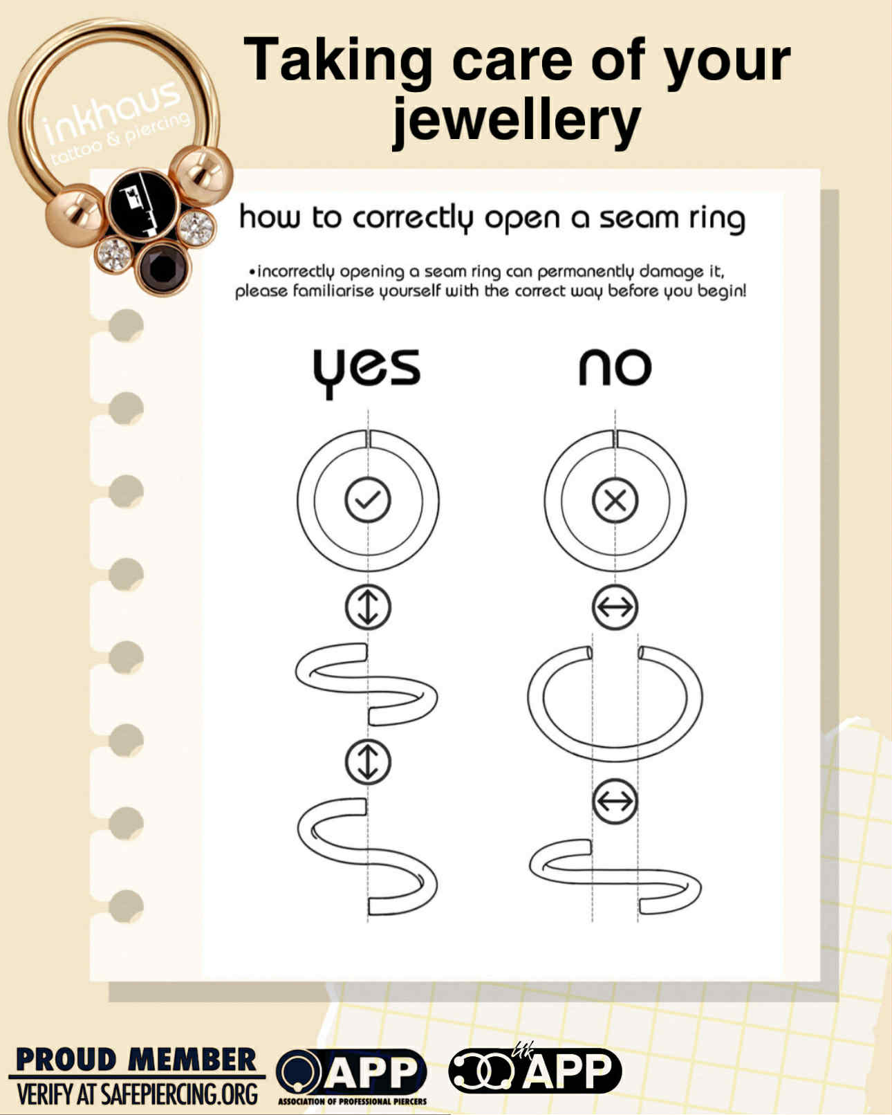 How to open and close a seam ring