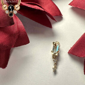 Modern Mood 14 Karat Yellow Gold Eden Charm w/ Genuine Moonstone and White Diamonds.