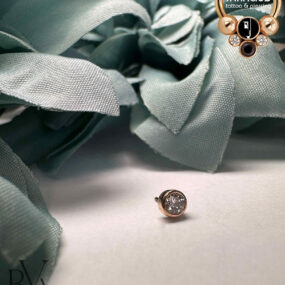 BVLA 14 Karat Rose Gold Round Bezel w/ Genuine White Diamond.