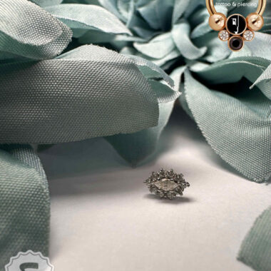 Ember 14 Karat White Gold 'Marquise Halo' w/ White CZs.