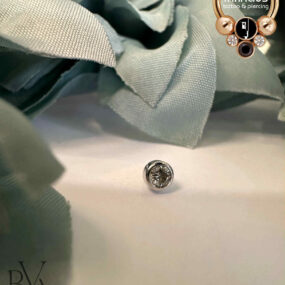 BVLA 14 Karat White Gold Round Bezel w/ Genuine White Diamond.