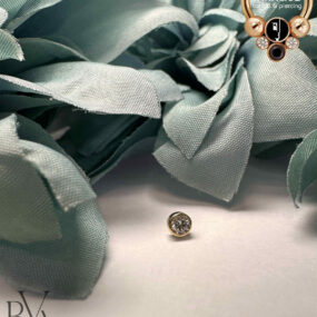 BVLA 14 Karat Yellow Gold Round Bezel w/ Genuine White Diamond .