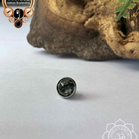 Peoples Jewelry 5mm titanium genuine rose cut Moss Agate.