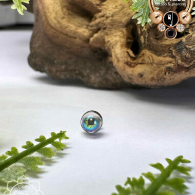 Peoples Jewelry 4mm titanium Aurora Borealis Cabochon.