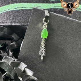 Hialeah Fine Jewellery White Gold 'Jade Ombligo' Charm w/ genuine Jade.